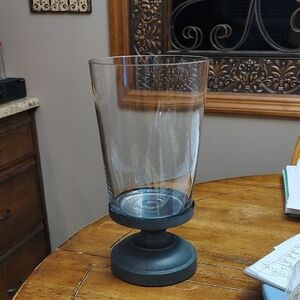 Elegant Glass And Graphite Metal Pillar Candle